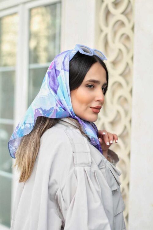 روسری نخی مینی اسکارف قواره کوچک تابستانه طرحدار چاپی تک رنگ کد L250