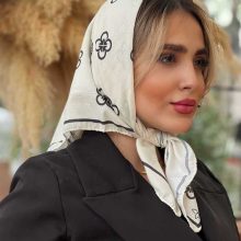 روسری نخی مینی اسکارف قواره کوچک تابستانه طرحدار چاپی تک رنگ کد L237