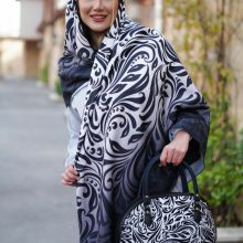 ست کیف و روسری طرح سنتی سورمه ای کیف نیمگرد و مستطیلی