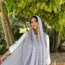 شال زنانه نخی ساده پلیسه منگوله دار رنگ طوسی کیفیت عالی کد r1594