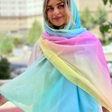 شال زنانه پاییزه نخی رنگین کمانی کد r1490