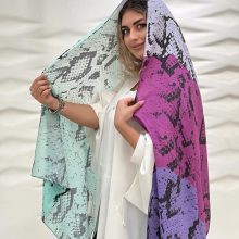 شال زنانه نخی طرح پوست ماری چندرنگ کد r1506