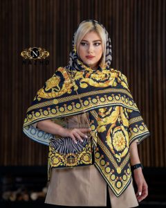 ست کیف و روسری زنانه پاسپورتی طلایی طرحدار بسیار زیبا کد n1352