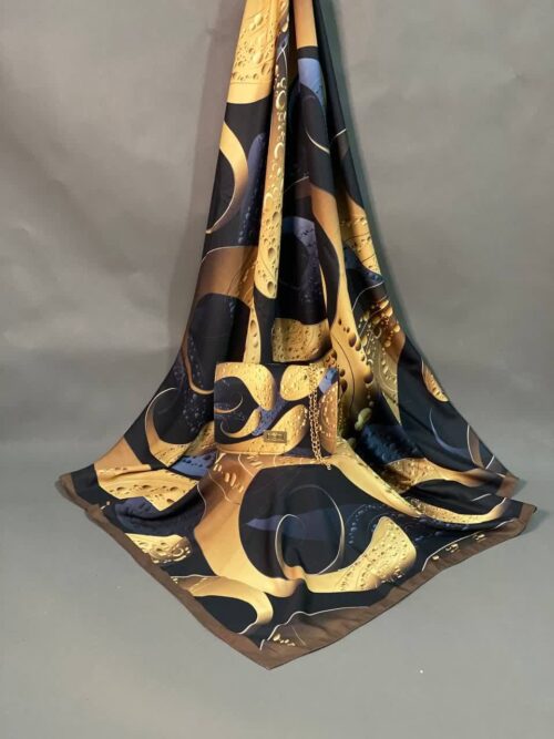 ست کیف و روسری زنانه پاسپورتی طرح مشکی طلایی شیک خوشرنگ کد n1363