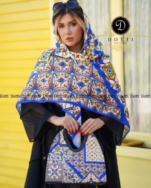 ست کیف و روسری زنانه مدل سلینا طرحدار آبی با ارسال رایگان کد do28