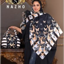ست کیف و شال زنانه طرح پروانه مشکی با کیف نیمگرد با ارسال رایگان کد na127
