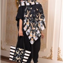 ست کیف و روسری زنانه طرح پروانه مشکی با کیف مستطیلی با ارسال رایگان کد na128