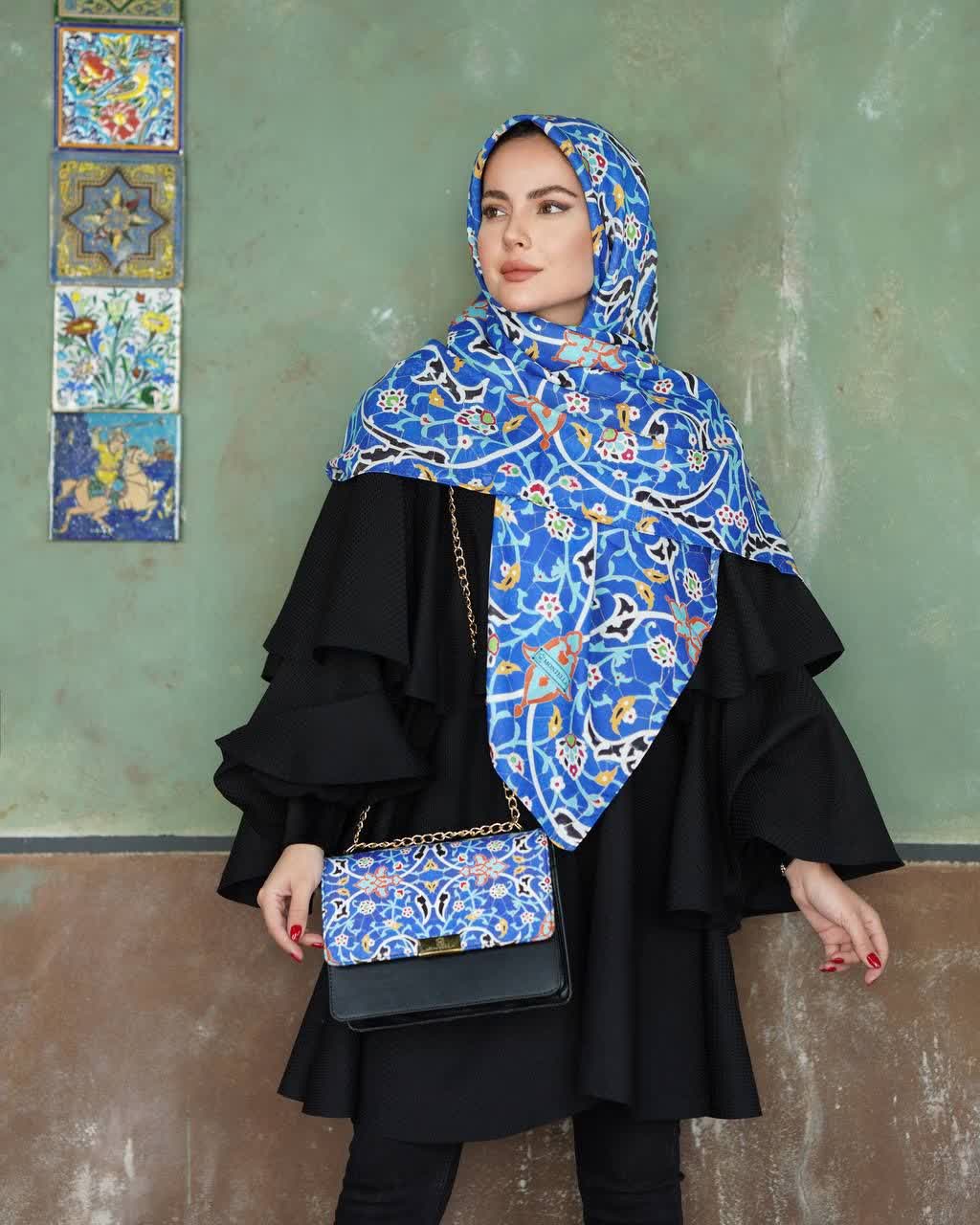 ست کیف و روسری زنانه رنگ آبی سنتی شیک و خاص با ارسال رایگان کد mo153