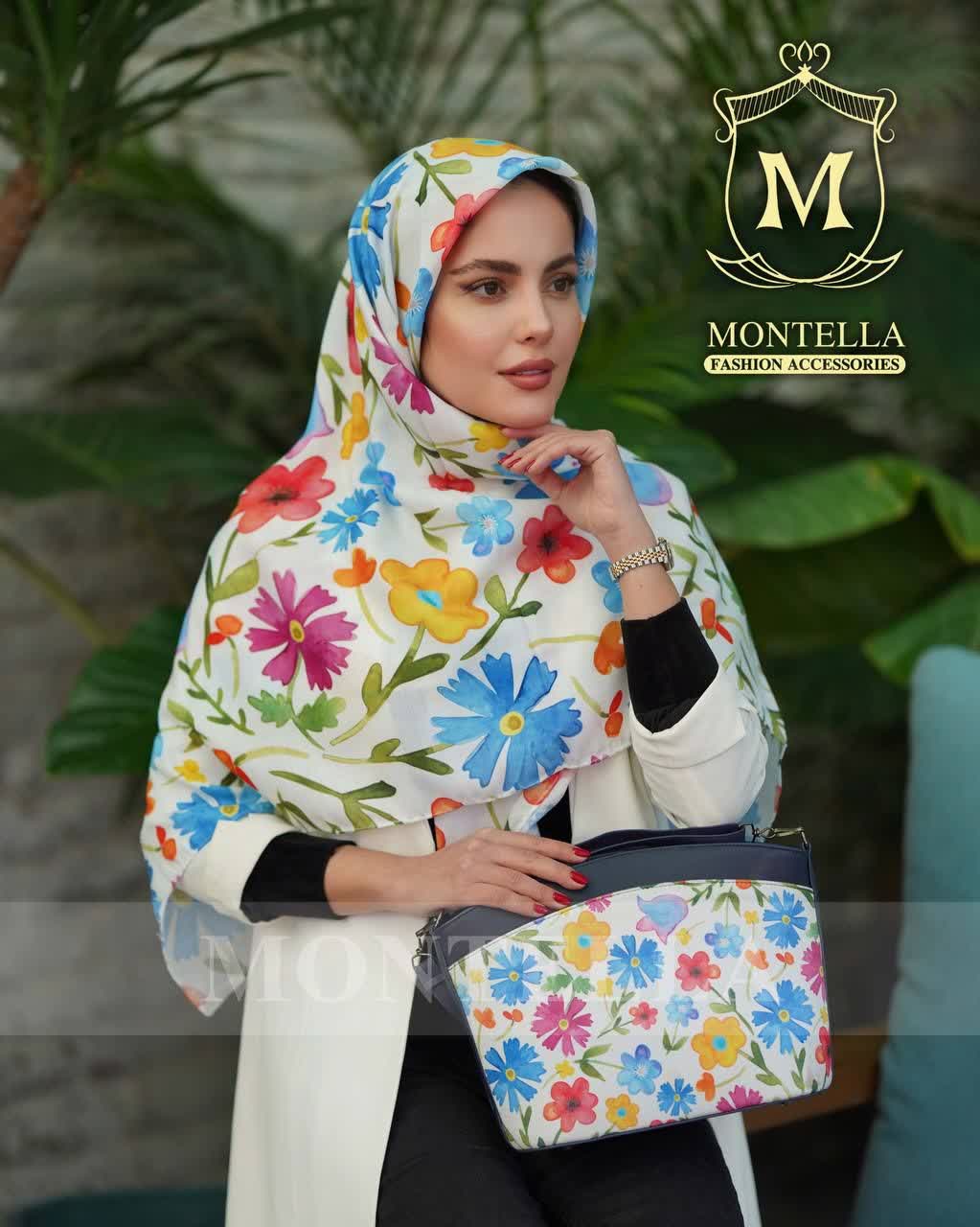 ست کیف و روسری زنانه طرح گل رنگی شیک باکیفیت با ارسال رایگان کد mo182
