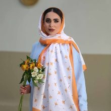 شال زنانه نخی بهاره رنگ نارنجی طرح گلدار ارسال رایگان کد lo1401