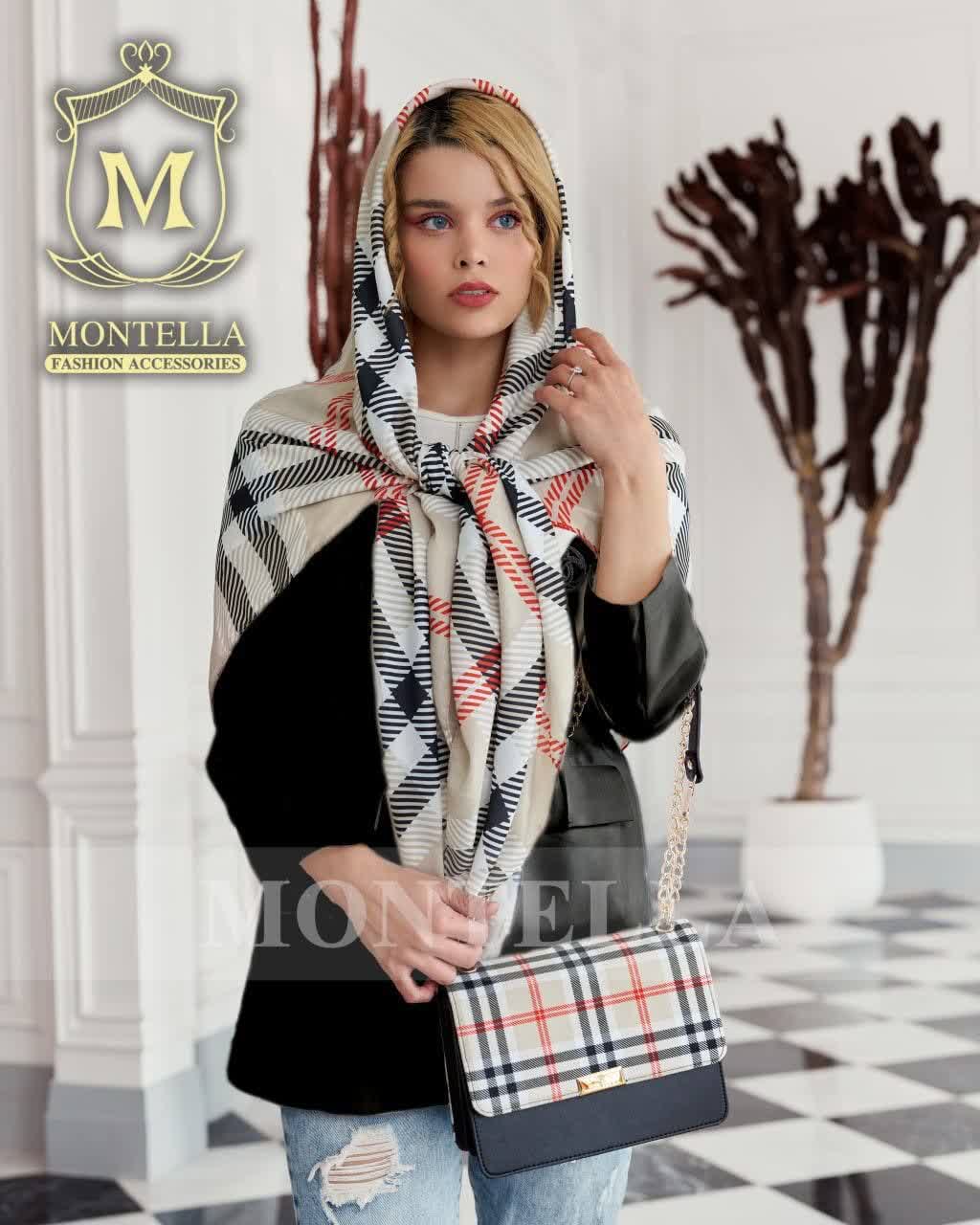 ست کیف و روسری زنانه طرح باربری رنگ کرمی باکیفیت با ارسال رایگان کد mo209