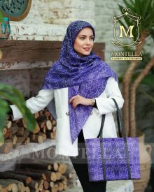 ست کیف و روسری زنانه عیدانه طرحدار رنگ بنفش باکیفیت با کیف مستطیلی ارسال رایگان کد mo212