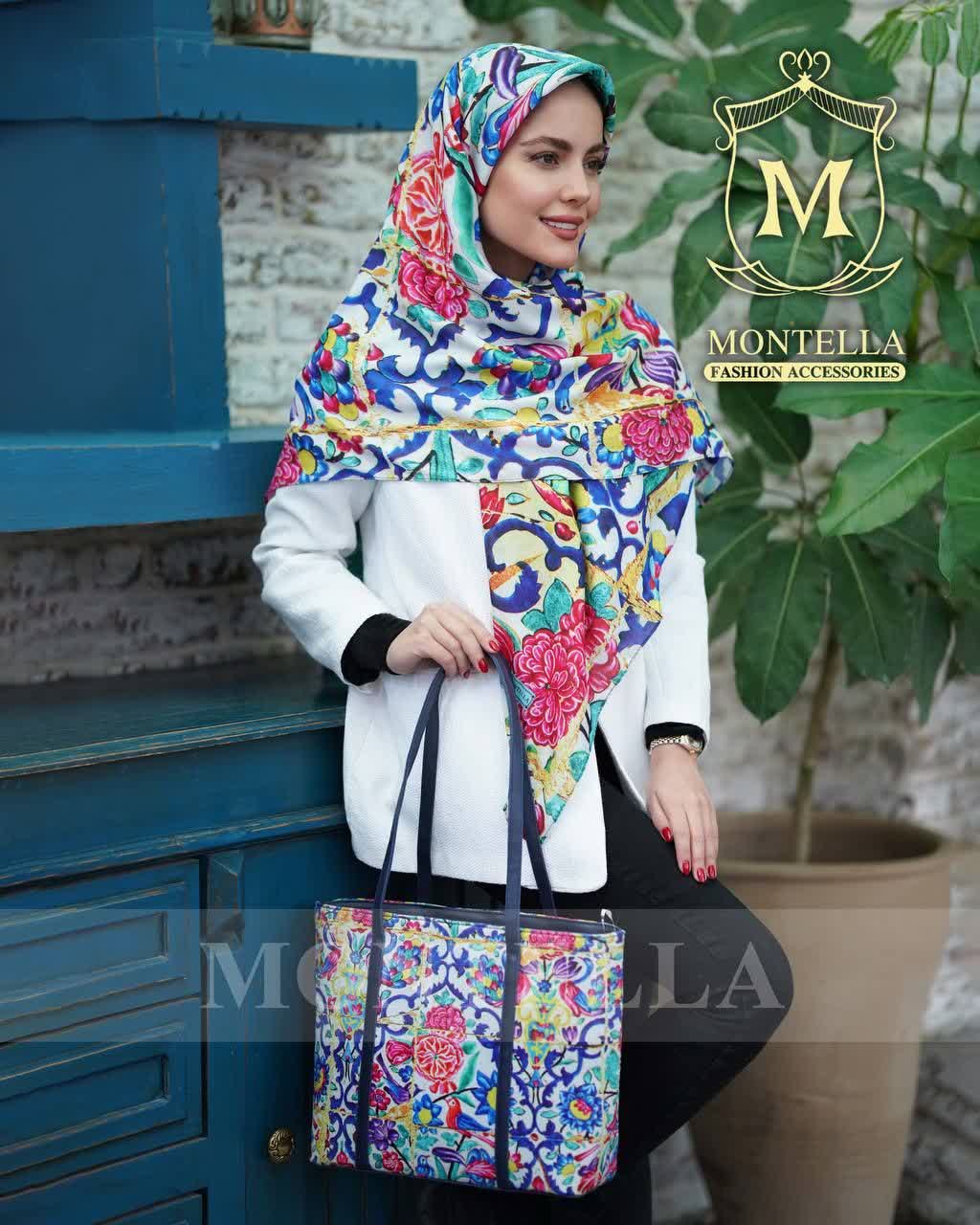 ست کیف و روسری زنانه طرحدار گلدار باکیفیت با کیف مستطیلی ارسال رایگان کد mo213