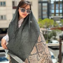 شال زنانه نخی طرحدار مشکی پوست ماری جدید ارسال رایگان کد r172