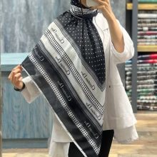 روسری زنانه سوپر نخی جدید رنگ مشکی طرح توپی با ارسال رایگان کد l290