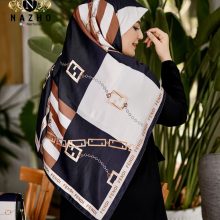 ست کیف و روسری زنانه با کیف نیمگرد رنگ مشکی قهوه ای زنجیری ارسال رایگان کد na1370