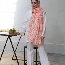 شال زنانه نخی تابستانی جدید طرحدار رنگ نارنجی زیبا ارسال رایگان کد lo216