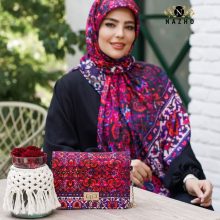 ست کیف و روسری زنانه با کیف پاسپورتی طرح سنتی رنگ قرمز درجه یک ارسال رایگان کد na1401