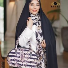 ست کیف و روسری زنانه با کیف نیمگرد رنگ مشکی طرحدار سنتی ارسال رایگان کد na1396