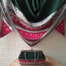 ست کیف و روسری طرح نوستالژی رنگ سبز سرخابی شیک و خاص با ارسال رایگان کد na1415