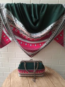 ست کیف و روسری طرح نوستالژی رنگ سبز سرخابی شیک و خاص با ارسال رایگان کد na1415