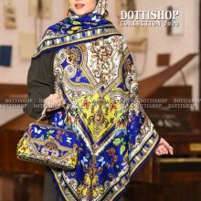 ست کیف و روسری زنانه نوستالژی طرح سنتی رنگ آبی با ارسال رایگان کد do1403