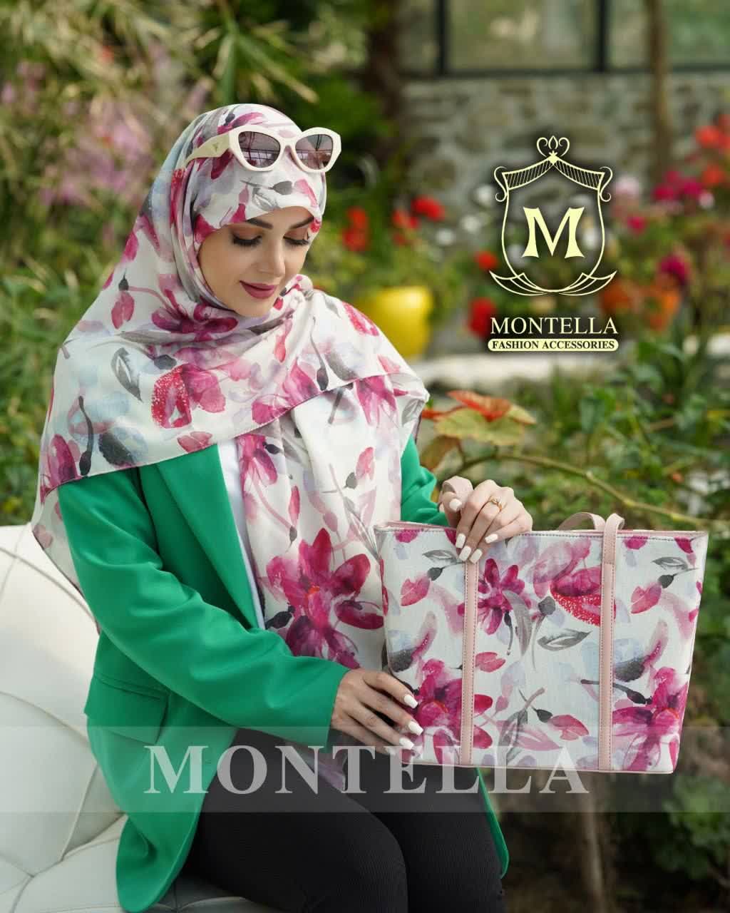 ست کیف و روسری زنانه باکیفیت طرح گلدار با کیف مستطیلی بزرگ ارسال رایگان کد mo239