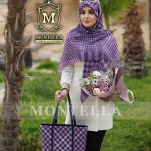 ست کیف و روسری زنانه باکیفیت رنگ یاسی صورتی با کیف مستطیلی بزرگ ارسال رایگان کد mo235