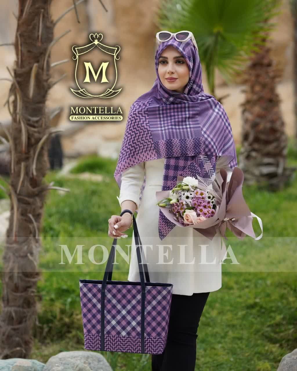 ست کیف و روسری زنانه باکیفیت رنگ یاسی صورتی با کیف مستطیلی بزرگ ارسال رایگان کد mo235