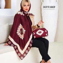 ست کیف و روسری زنانه نوستالژی طرح سنتی رنگ زرشکی قرمز با ارسال رایگان کد do1399