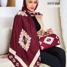 ست کیف و روسری زنانه نوستالژی طرح سنتی رنگ زرشکی قرمز با ارسال رایگان کد do1399