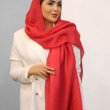 شال قرمز زنانه طرح پلیسه تمام نخی جدید زیبا با ارسال رایگان کد lo280