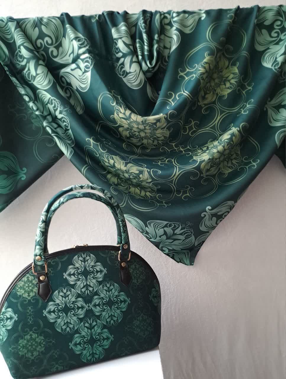 ست کیف و روسری زنانه با کیف نیمگرد رنگ سبز سنتی با ارسال رایگان کد na1472