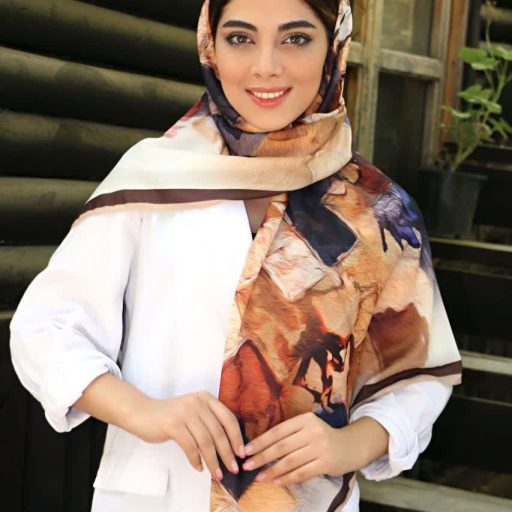 روسری زنانه نخی جدید قواره 120 دور دست دوز با ارسال رایگان کد lo402