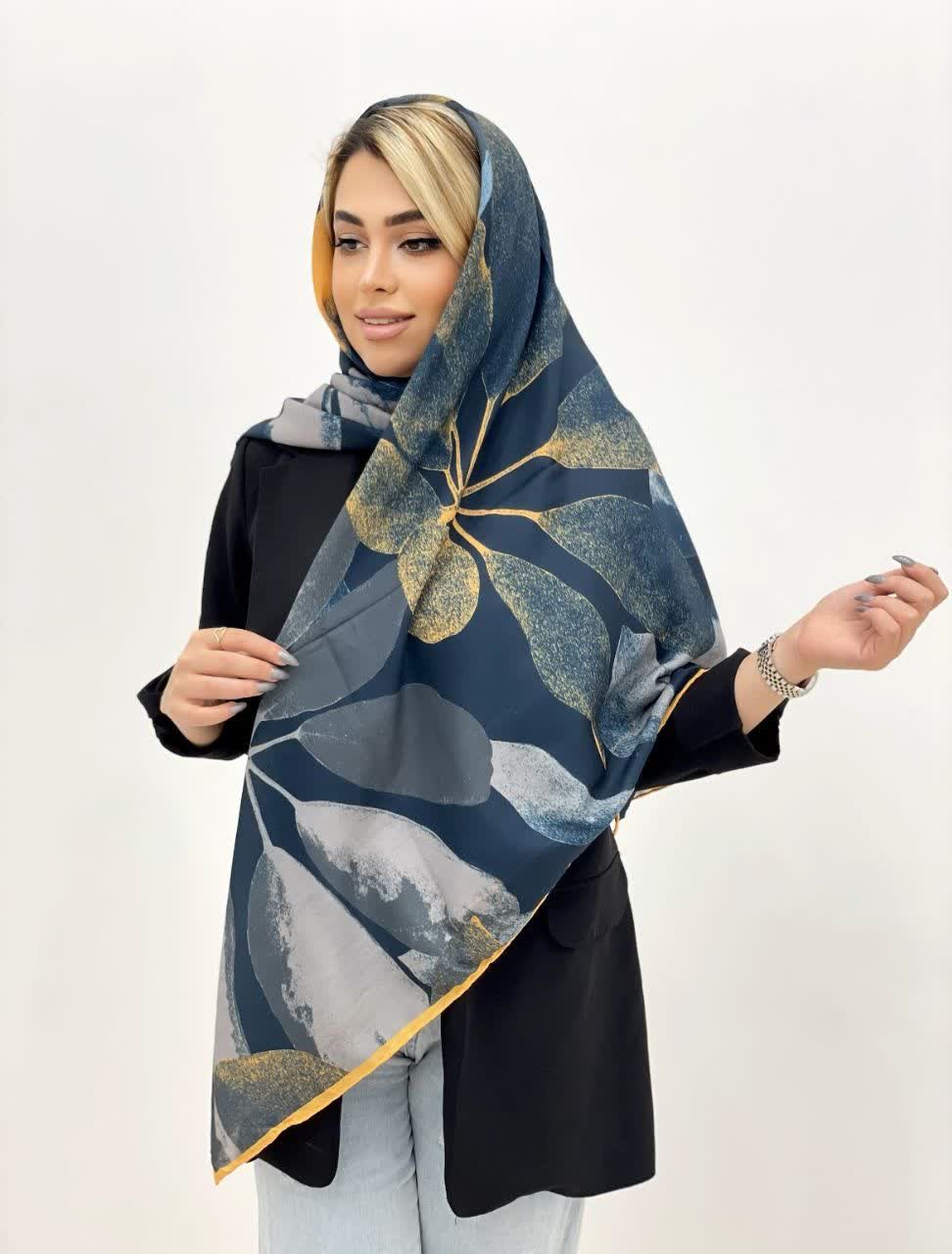 روسری زنانه نخی جدید قواره 140 دور دست دوز طرحدار با ارسال رایگان کد lo412