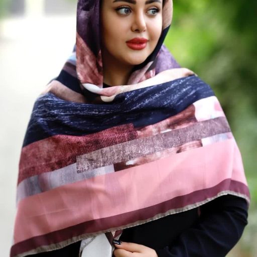 روسری زنانه نخی جدید قواره 140 دور دست دوز طرحدار با ارسال رایگان کد lo419