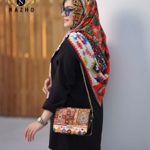 ست کیف و روسری زنانه مجلسی با کیف پاسپورتی رنگ قرمز طرح سنتی با ارسال رایگان کد na1502