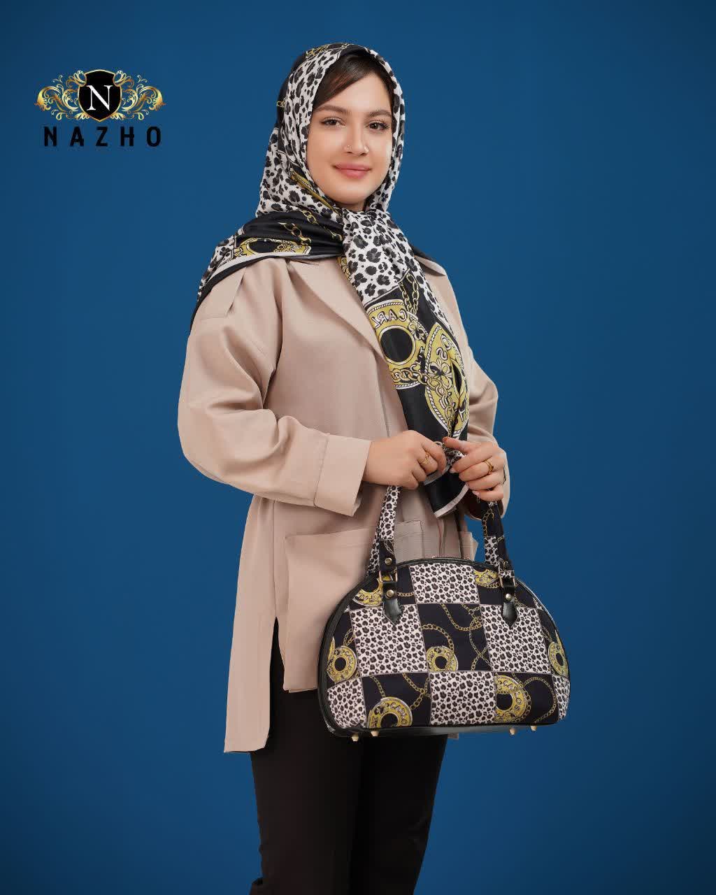 ست کیف و روسری زنانه با کیف نیمگرد رنگ مشکی طرحدار با ارسال رایگان کد na1490