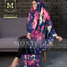 ست کیف و روسری و شال زنانه باکیفیت طرح رز ال وی با کیف مستطیلی بزرگ و ارسال رایگان کد mo289