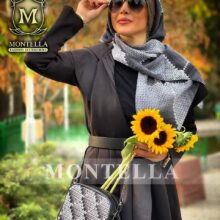 ست کیف و روسری زنانه طرح بافت دو رنگ سیاه و سفید با کیف کوچک کیفیت عالی با ارسال رایگان کد mo410