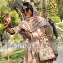 ست کیف و روسری زنانه طرح سانا رنگ کرم با کیف کوچک کیفیت عالی با ارسال رایگان کد mo421