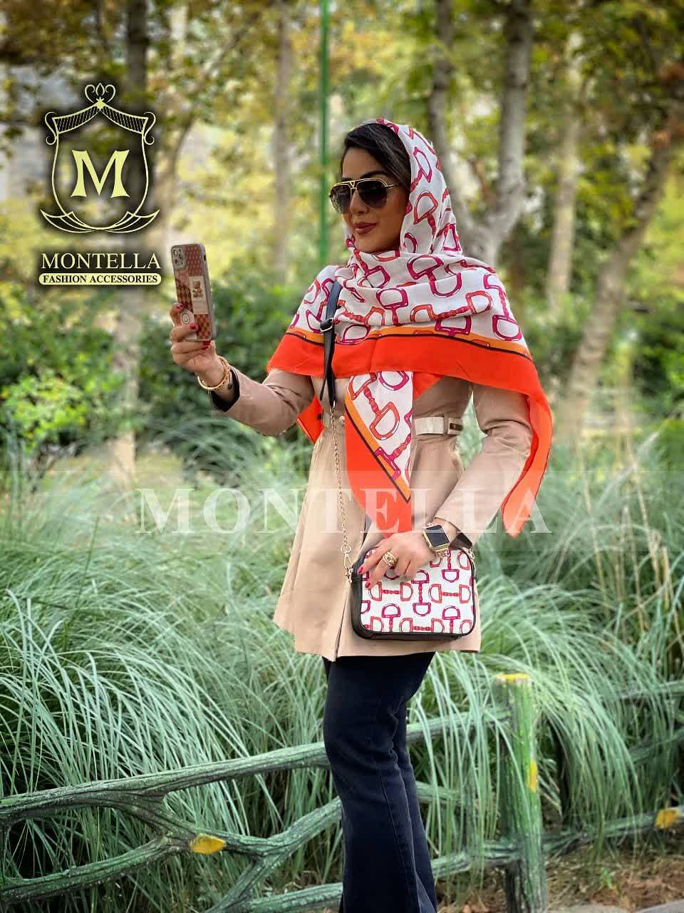 ست کیف و روسری زنانه طرح نلین رنگ نارنجی با کیف کوچک کیفیت عالی با ارسال رایگان کد mo426