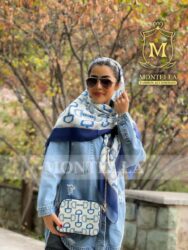 ست کیف و روسری زنانه طرح نلین رنگ آبی با کیف کوچک کیفیت عالی با ارسال رایگان کد mo424