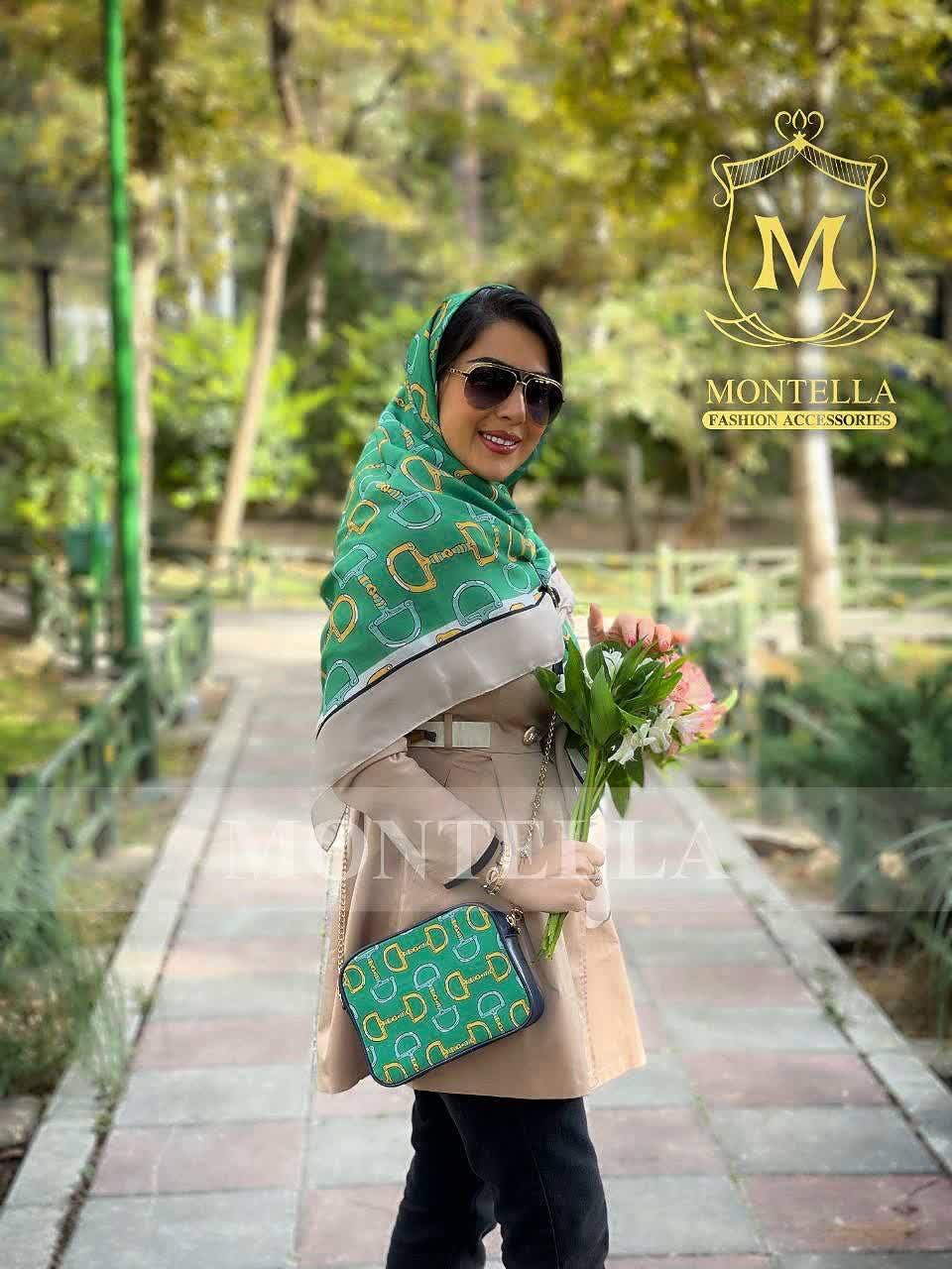 ست کیف و روسری زنانه طرح نلین رنگ سبز با کیف کوچک کیفیت عالی با ارسال رایگان کد mo423