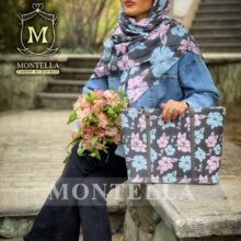 ست کیف و روسری و زنانه باکیفیت طرح گلدار مدل سانا صورتی با کیف مستطیلی بزرگ و ارسال رایگان کد mo431