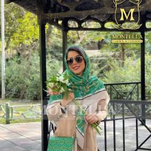 ست کیف و روسری و شال زنانه باکیفیت طرح نلین سبز با کیف پاسپورتی دسته زنجیری با ارسال رایگان کد mo460
