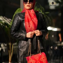 ست کیف و روسری مجلسی زنانه با کیف جدید مستطیلی رنگ قرمز طرح سنتی با ارسال رایگان کد na1629
