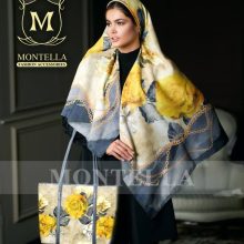 ست کیف و روسری و شال زنانه باکیفیت مدل گل رز رنگ زرد با کیف مستطیلی بزرگ روسری نخی و ارسال رایگان کد mo488