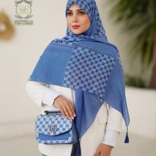 ست کیف و روسری زنانه طرح گوچی رنگ جین آبی با کیف دسته چرمی کیفیت عالی با ارسال رایگان کد mo493