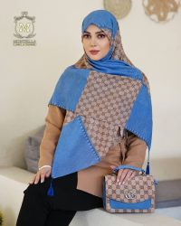 ست کیف و روسری زنانه طرح گوچی رنگ جین کرم با کیف دسته چرمی کیفیت عالی با ارسال رایگان کد mo496